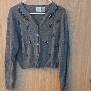 Gray Embroidered Women's Sweater